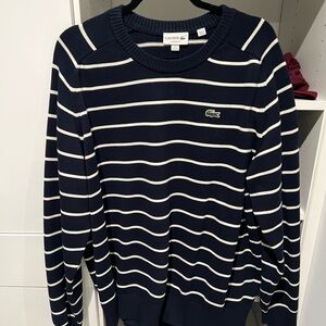 Lacoste Men's Striped Crewneck Sweater in Navy and White
100% cotton